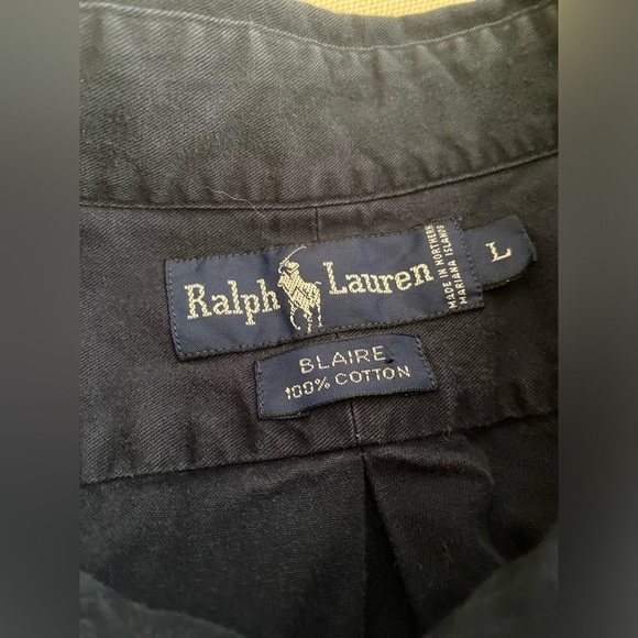 Ralph Lauren Vintage Blaire LS Button Down Cotton Twill Shirt in Navy L - Picture 4 of 5